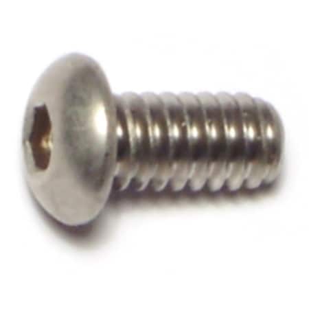 Midwest Fastener 1/4"-20 Socket Head Cap Screw, Button, Plain 18-8 Stainless Steel, 1/2 in Length, 10 PK 72061